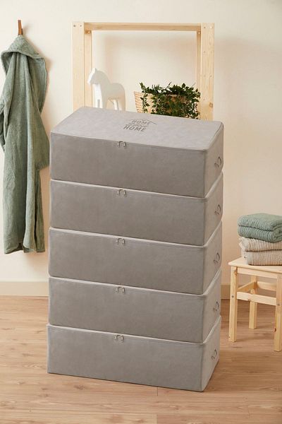 renklibebek 5-Piece Mega Size Gray Color Bag - Under Base Pillow, Quilt Sweater and Dowry Organizer