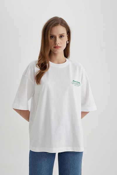 DeFacto Oversize Wide Fit kerékpárgallér nyomott rövid ujjú póló C7458ax24sm