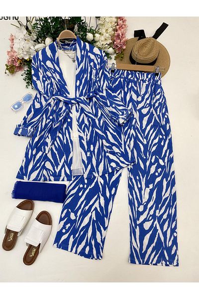 YILMAZBARMAZ Set kimono damă tricotat cu model