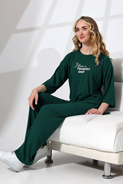 ENFİ GİYİM Enfi Corded 2-Piece Sports Set - Casual Sleeve Printed