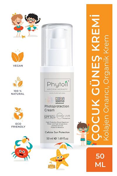 phytoil 50ml Kids Sunscreen - Organic Collagen, Repairing, Junk and Spf30