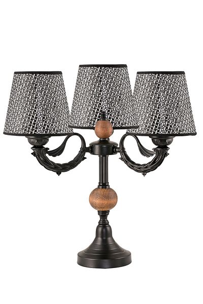DEDE Black Rattan Wicker Lampshade Lamp - With Triple Table Hat