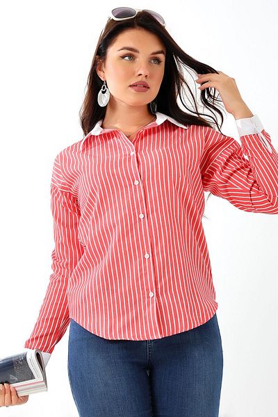 ENFİ GİYİM White Striped Linen Shirt - Collar Detail