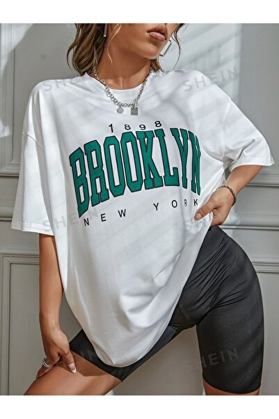 QUEENSTOWN Tricou oversize pentru femei cu imprimeu Brooklyn