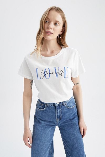 DeFacto Tričko Regular Fit Crew Neck s krátkým rukávem ze 100% bavlny