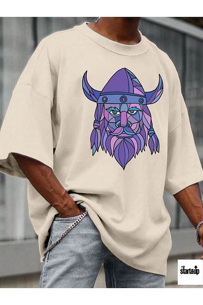 QUEENSTOWN Ανδρικό T-Shirt King Printed σε Μπεζ χρώμα - strup 00000079
