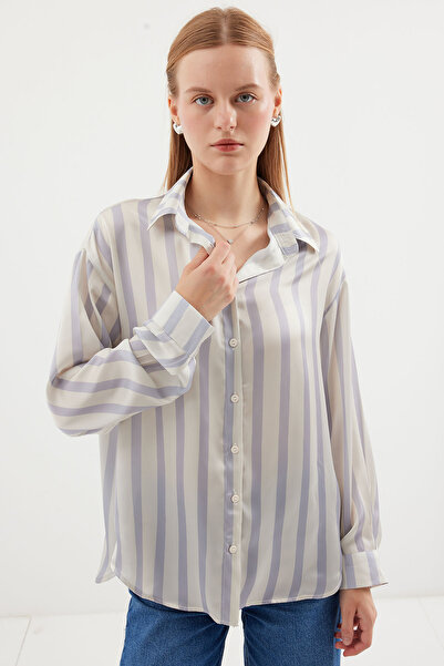 Bigdart 3964 Model - Light and Flowy Satin Shirt, F.Gray