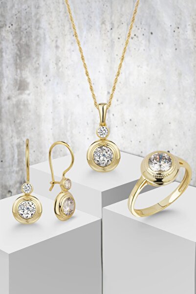 Else Silver Nostalji Tek Taş Gümüş Set