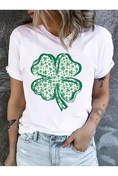 StartMore Tricou oversize pentru femei cu imprimeu cu trifoi cu patru foi