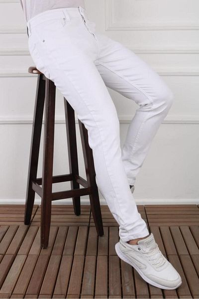 FRANKNESS JNS White Slim Fit Men's Jean Trousers - Lycra
