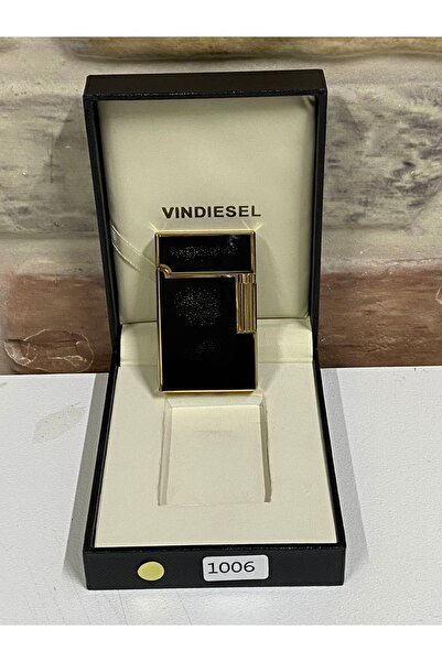 Vindiesel Düz Siyah Sarı Renk Ufak Nokta Desenli Gazlı Model Kişiye Özel Çakmak