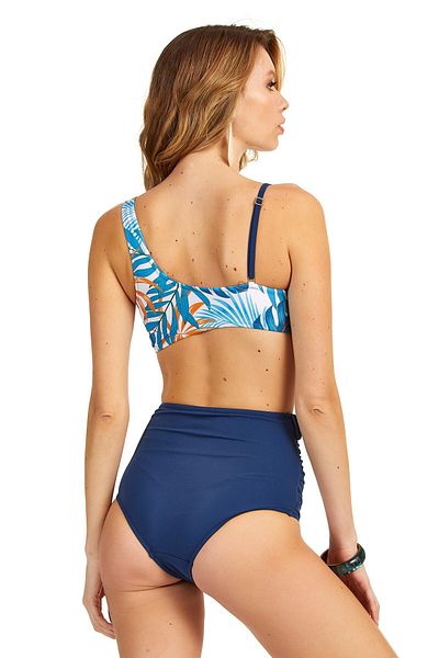 Argento Set de bikini cu un singur umăr cu frunze albastre