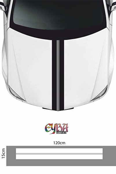 EYBA STİCKER 120 cm X 15 cm - Front Hood Strip Sticker - Dual Hood Sticker - ...