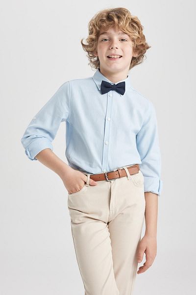 DeFacto Boy's Oxford Shirt and Bow Tie Shirt 2 Pieces Set - Long Sleeve Z2799a623sm