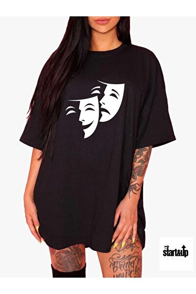 QUEENSTOWN Tricou de bază pentru femei cu imprimeu Black Theatre - strup 0000...