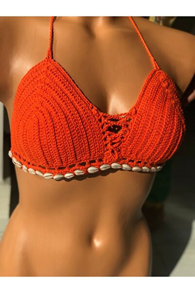 PEGG El örgüsü özel tasarım bikini üstü