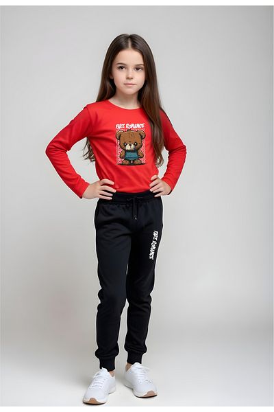panios kids Fake Romance Text Printed Bottom-Top Set for Girl