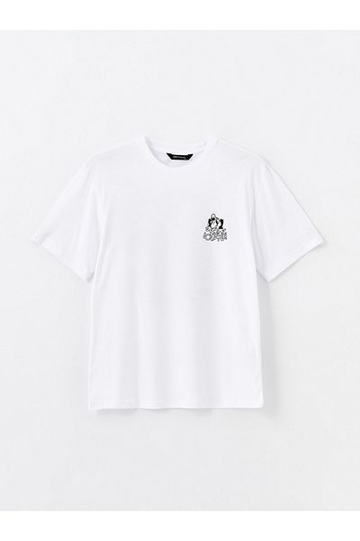 LC Waikiki LCW Herren-T-Shirt aus gekämmter Baumwolle – Rundhalsausschnitt, kurze Ärmel, Affen-Aufdruck, nostalgisch