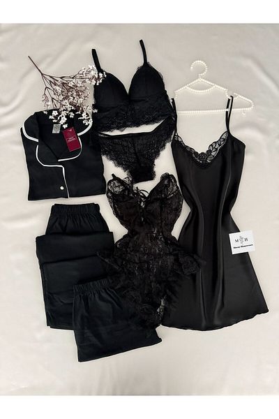 MH Moony Homewears Sabmarina Boxed - Bavlněné saténové pyžamo a věno Set