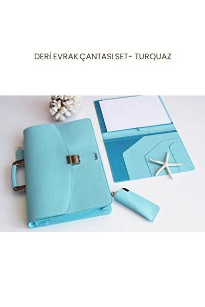 Tabac DERİ EVRAK ÇANTASI SET- TURQUAZ - 21008
