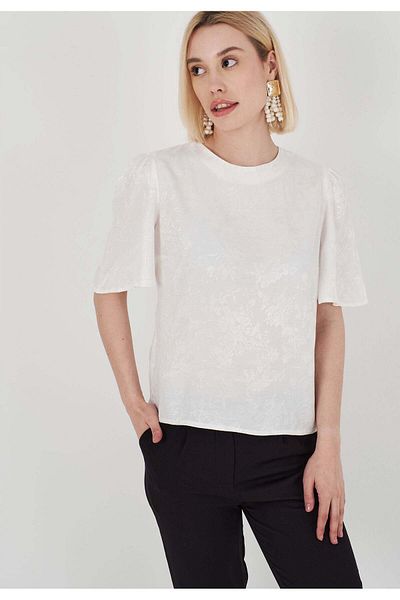 Herita Bestickte weiße Bluse