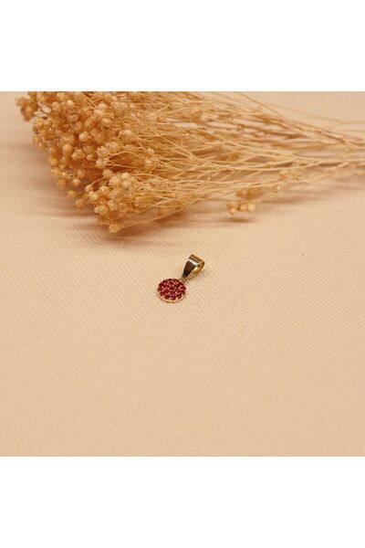 TAHAN MÜCEVHERAT Yakut Taşlı Plaka Minimal Kolye Ucu