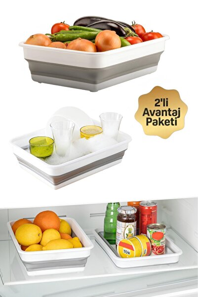 Genel Markalar 2li Set Katlanır Dikdörtgen Badya Katlanır Badya Seti