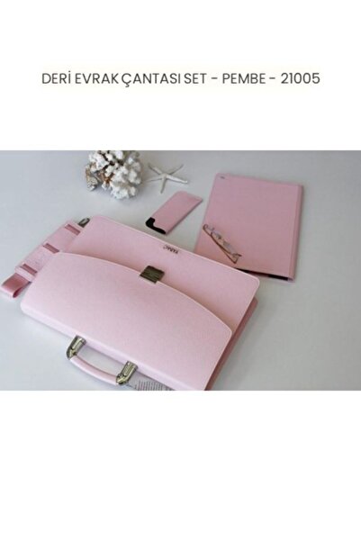 Tabac DERİ EVRAK ÇANTASI SET - PEMBE - 21005