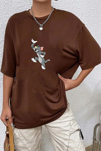 Evomind 1 μπλουζάκι για αγορές 5 και άνω στο καλάθι - Unisex μπλουζάκι με στάμπα Tom And Jerry Oversize