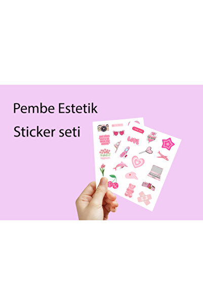 Akumastik Vsco Pembe Pink Aesthetic - Set od 30 nalepnica za laptop, 3,5 cm