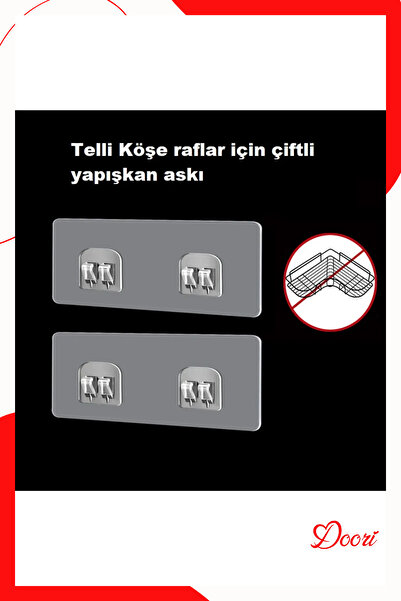 Doori 2 adet Banyo raf askısı demir telli banyo köşe tutucu yapışkanlı su dan...