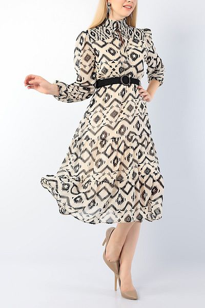 Phoenix Women Patterned Elastic Chiffon Collar