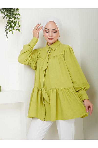VOLT CLOTHİNG Damen-Tunika mit Hemdkragen und Schleife