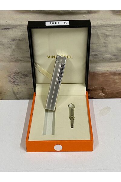 Vindiesel Düz Gri Renk Gazlı İnce Model  Kişiye Özel Çakmak