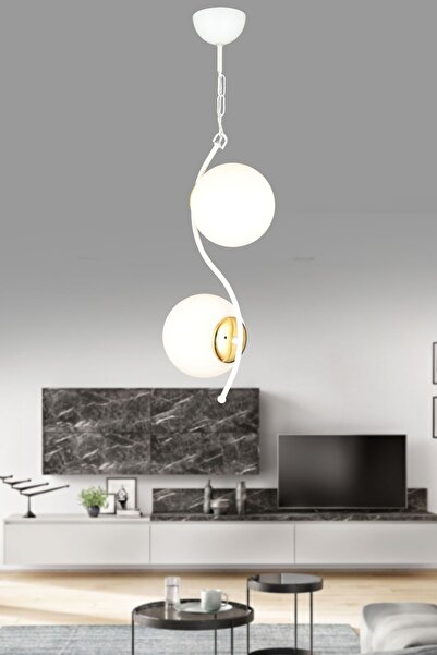 Genel Markalar 2'li Beyaz Senem Beyaz Glop Camlı Aşağı Bakan Lüks Avize