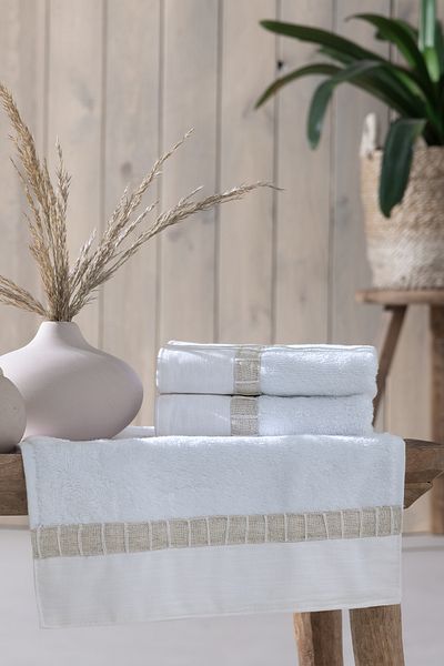 Yataş Clair 3-Piece Guest Towel Set 30X50 cm - White