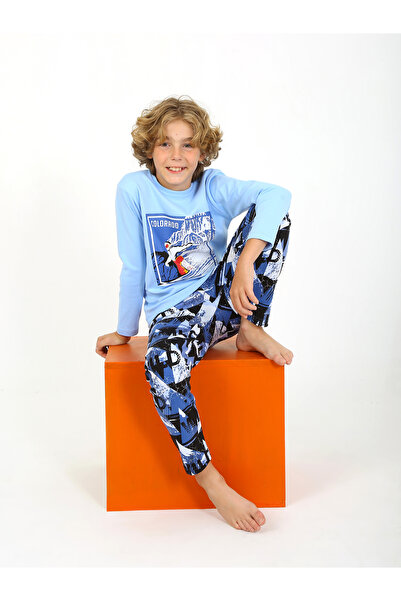 vitmo Set pijama cu maneca lunga pentru baieti Colarado Blue