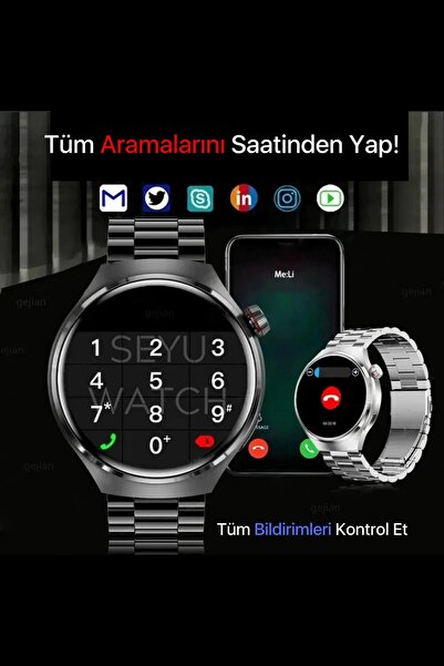 SEYUWATCH HX Watch 4 Pro Uyumlu Suit Akıllı Saat 7 Kordon Hediyeli Tüm Telefonlara Uyumlu Smartwatch
