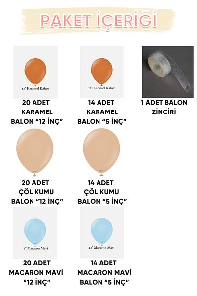 Parti Setim My Party Set^^ Caramel* Desert Sand* Macaron Blue 100 Balloon Set