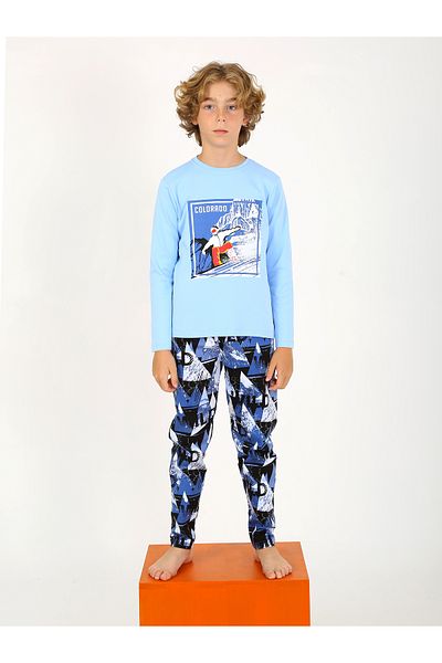 vitmo Set pijama cu maneca lunga pentru baieti Colarado Blue