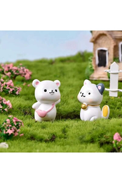 Himi Pasta Süsleri Sevimli Kedi Ve Ayıcık Maket Kürdanlı Cupcake Pasta Süsü D...