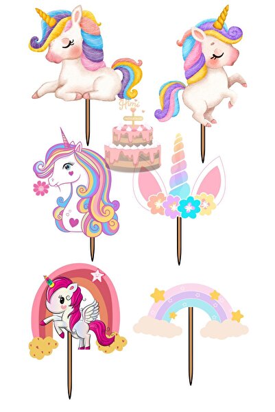 Himi Pasta Süsleri Unicorn Doğum Günü Pasta Süsleri Kız Erkek Çocuk Maket Pas...