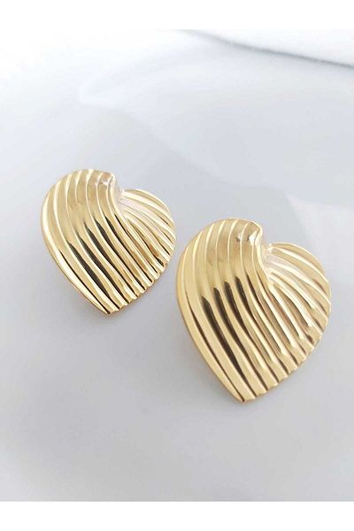 DEVİ fashion Gold Steel Heart Earrings