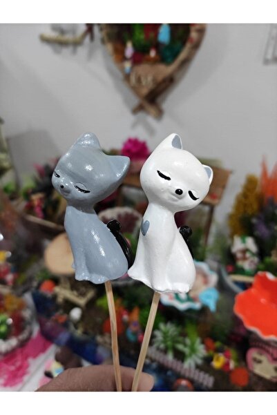 Himi Pasta Süsleri 2-Piece Cat Model Toothpick Cupcake Cake Decoration Birthd...