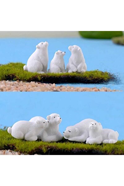 Himi Pasta Süsleri 9 Parça Kutup Ayısı Minyatür Figür Karakter Oyuncakları Ev...