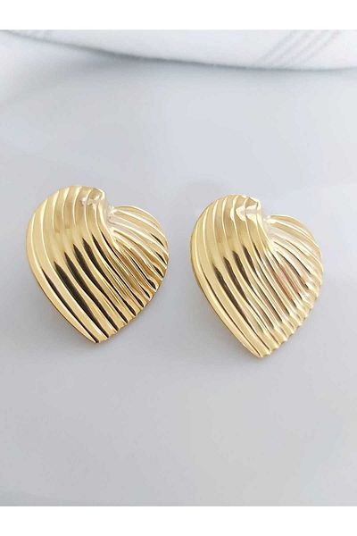 DEVİ fashion Gold Steel Heart Earrings