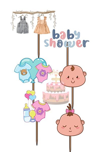 Himi Pasta Süsleri Cinsiyet Partisi Doğum Günü Kız Erkek Çocuk Maket Pasta Kü...