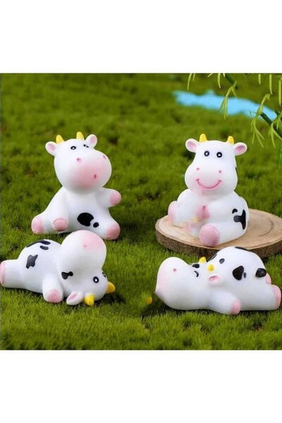 Himi Pasta Süsleri Inek 4'lü Maket Kürdanlı Cupcake Pasta Süsü Doğum Günü Süs...