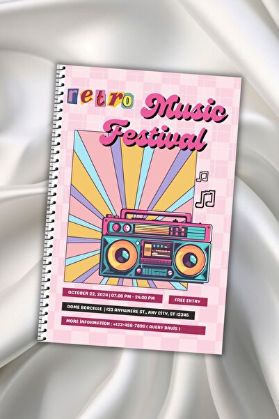 daily notebook دفتر ملاحظات غير مسطر مقاس A5 من ريترو ميوزيك |   128 صفحة |  ...