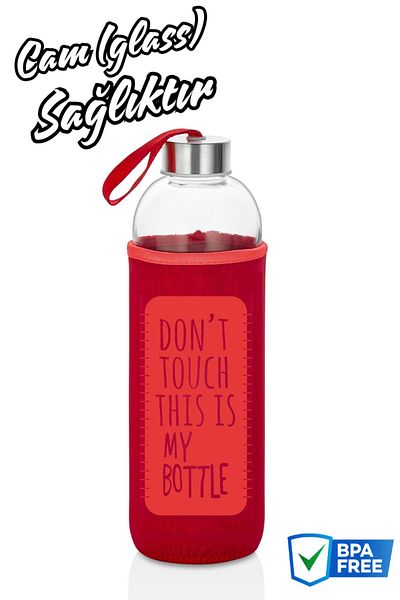 Comprox 1000ml Red Healthy Glass Flask - 1lt Sports Water Bottle
